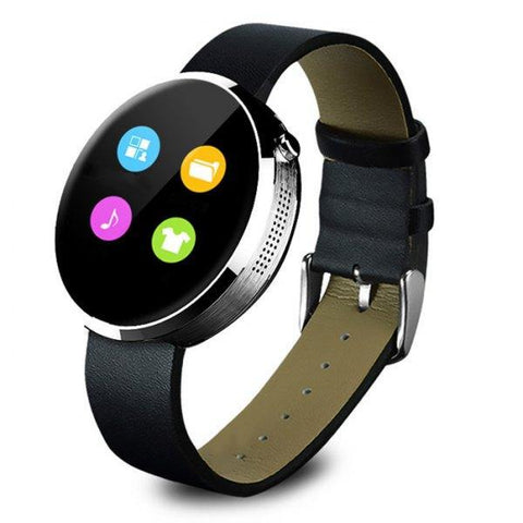 LEMFO DM360  Smartwatch  -  LEATHER BAND  SILVER
