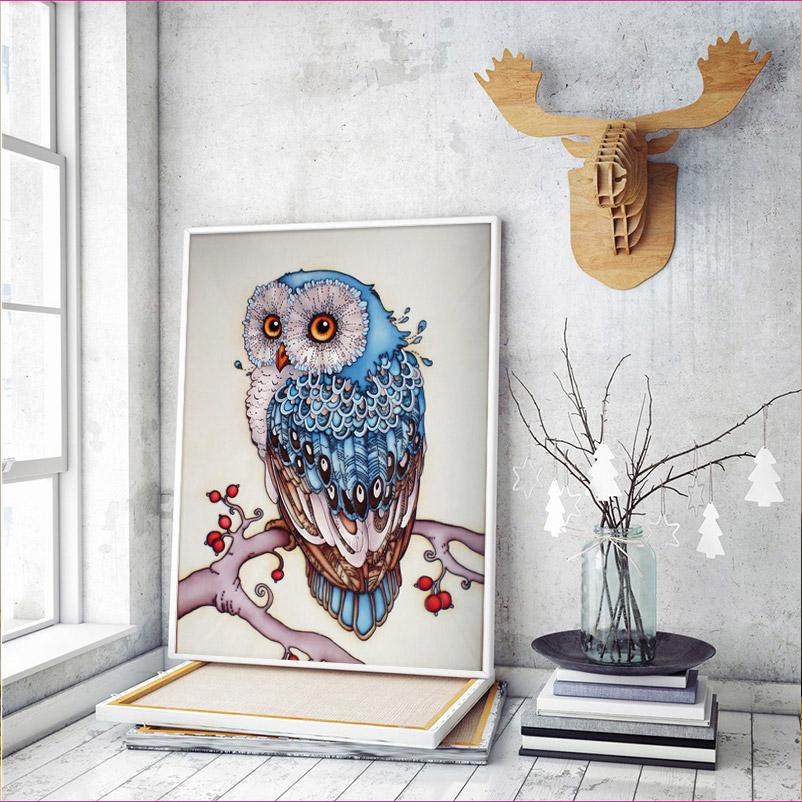 Beautiful Blue Owl - Full Drill Diamond Painting