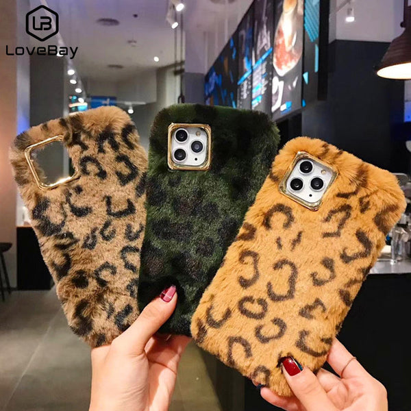 Luxury Warm Leopard Fluffy Fur Phone Case
