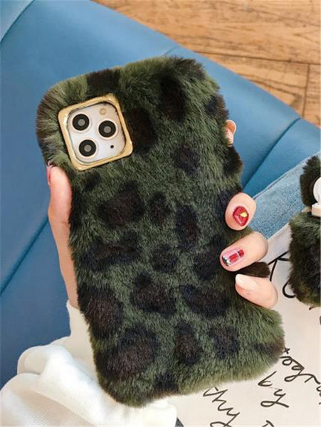 Luxury Warm Leopard Fluffy Fur Phone Case