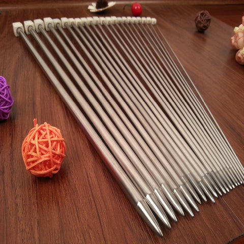 11PCS/set 25cm/35cm Stainless steel Single Pointed Knitting Needles