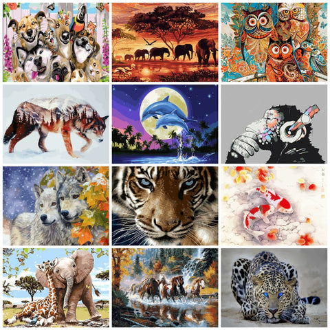 Animals Oil Painting By Numbers For Adults Paints
