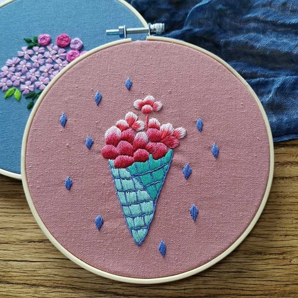 Easy Flower Embroidery Kit Stitch Needlework for Beginner