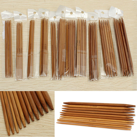 55Pcs Double Pointed Carbonized Bamboo Knitting Needles