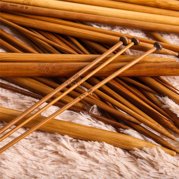 36Pcs Carbonized Bamboo Knitting Needles Set