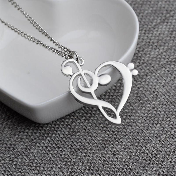 Heart shape Clef/Treble necklace