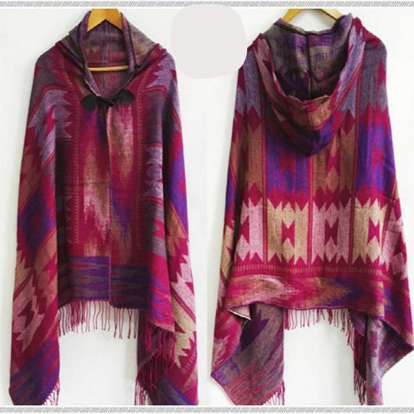 Natural Poncho with tassel