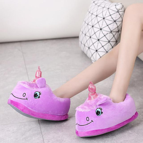 Funny Purple Unicorn Slippers