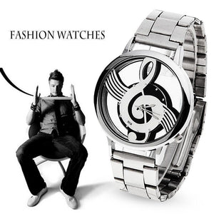 Music Note Stainless Steel Wristwatch