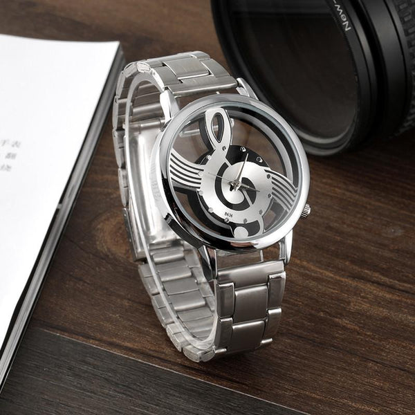 Music Note Stainless Steel Wristwatch
