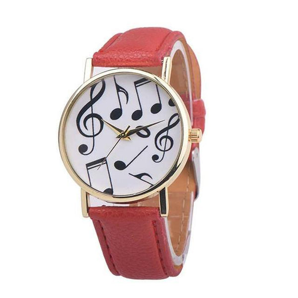 Musical Notes Leather Band Analog Quartz Watch