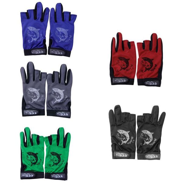 3 Cut Finger Anti-slip Fishing Gloves