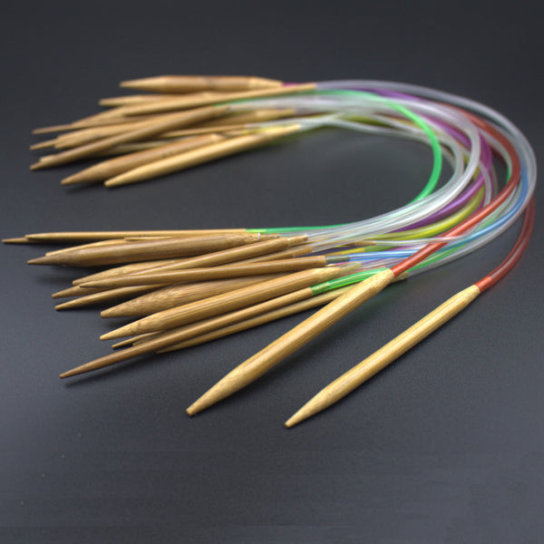18Pcs/set Circular Bamboo Carbonized Knitting Needles