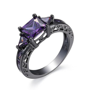 Purple Heart Black Gold Color Ring