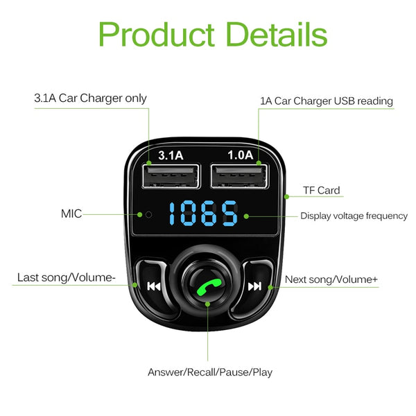 FM Transmitter Mp3 Player and Bluetooth Handsfree Car Kit