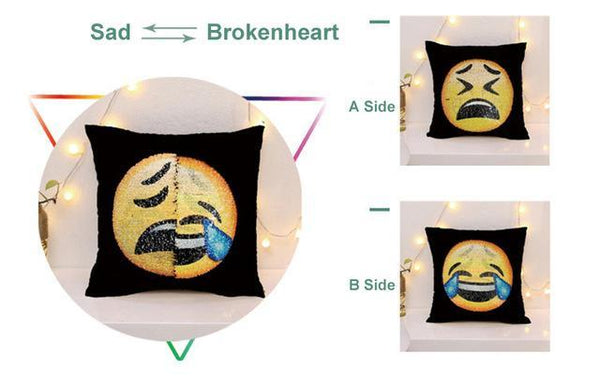 Awesome Changing Face Emoji Sequin Pillow Cases