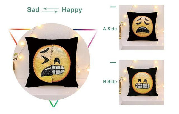 Awesome Changing Face Emoji Sequin Pillow Cases