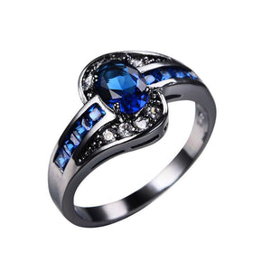 Ice Blue Black Gold Color Ring
