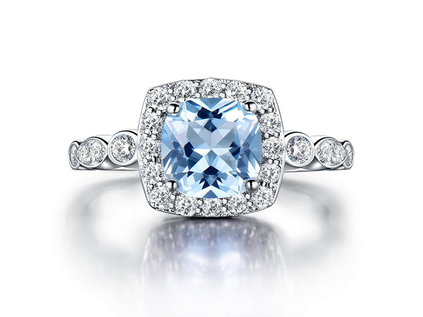 Princess Cut Blue Topaz Ring