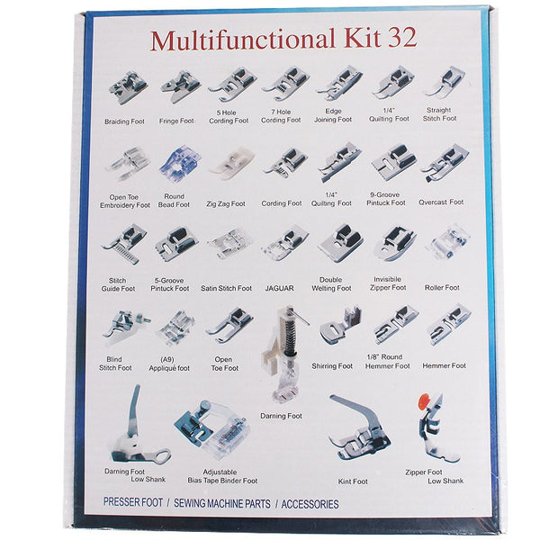 32pcs Domestic Sewing Machine Presser Foot Feet Kit