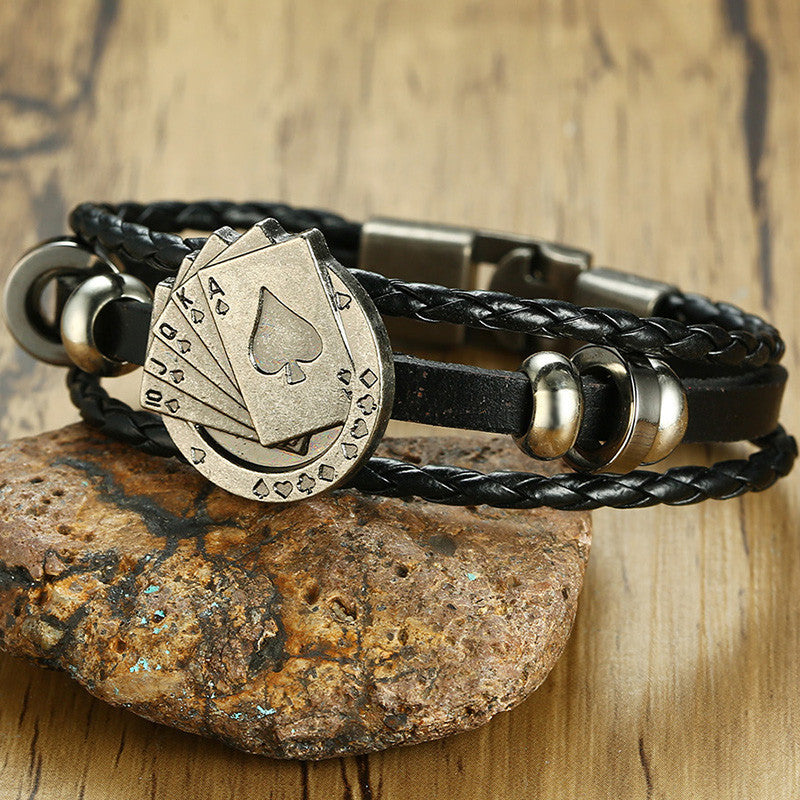 Lucky Playing Cards Leather Bracelet
