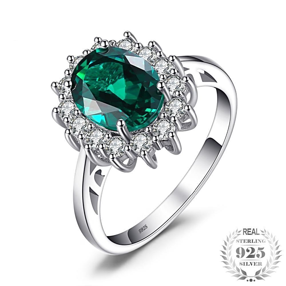 Princess  2.74 ct Oval  Emerald Ring  Fine 925 Sterling Silver