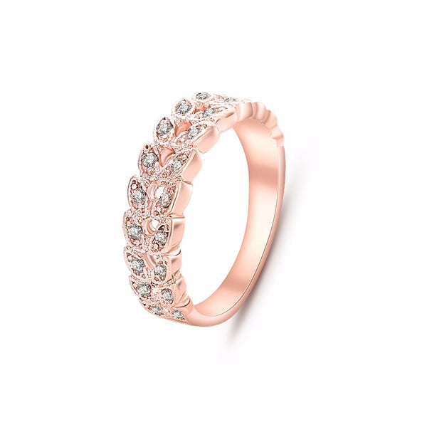 Gold Concise Classical CZ Crystal Ring