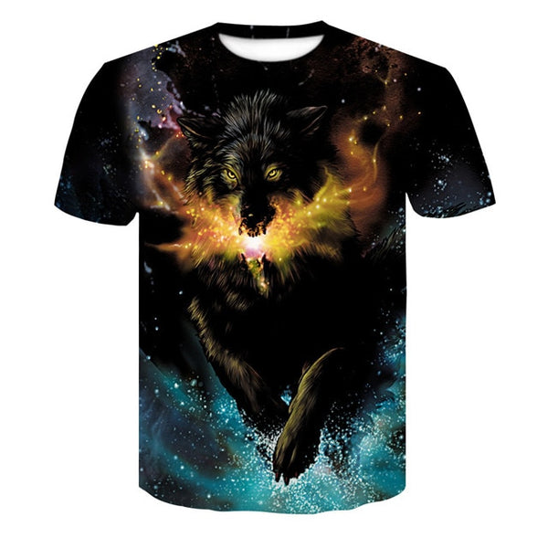 Newest Wolf 3D Print Animal Cool Funny T-Shirt For Men